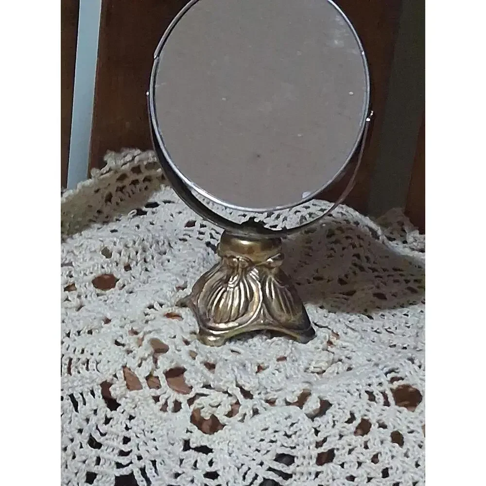 Vanity Hollywood Regency GlASS Mirror ORNATE TABLETOP COSMETIC 7